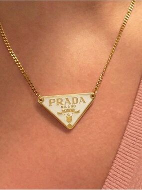 White and Gold Triangle Necklace